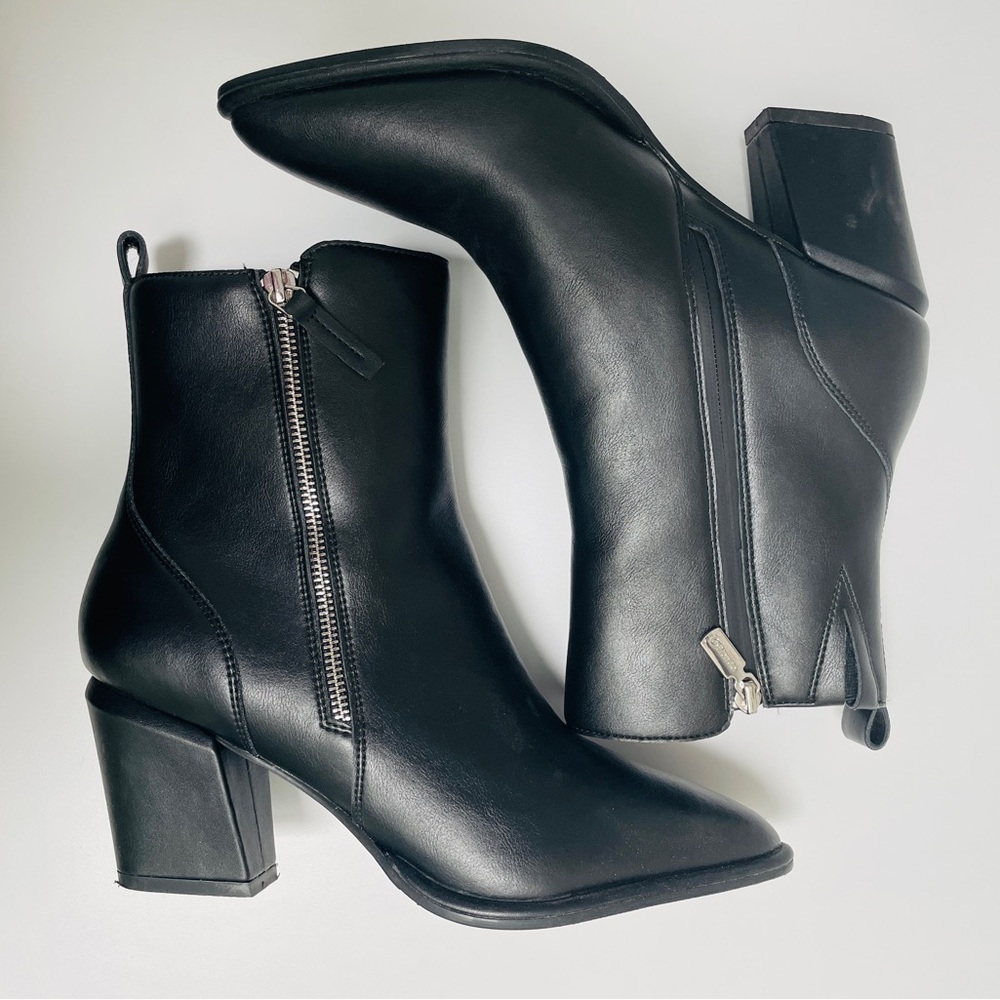 Blondo Black Ankle Boots with Chunky Heel
